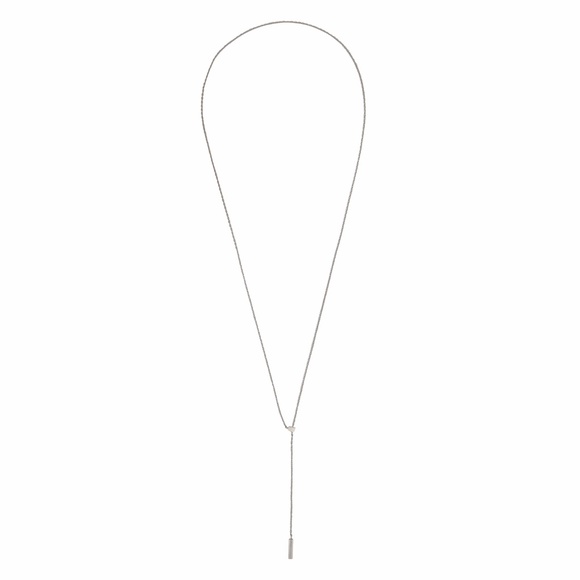 BN Aldo Mccone White Gold Plated Minimalist Lariat Necklace - Picture 2 of 4
